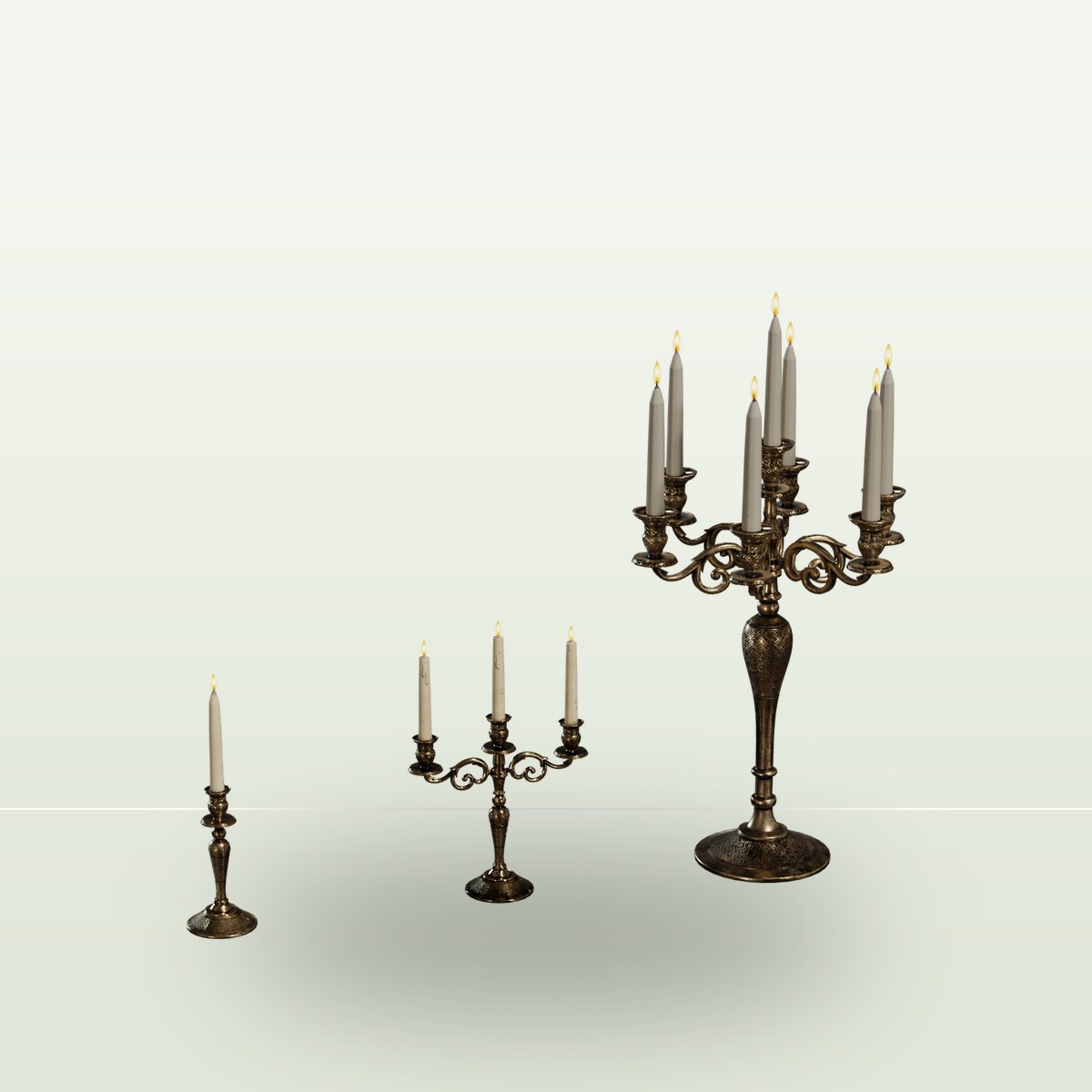 Brass Candleholders 3D Model preview