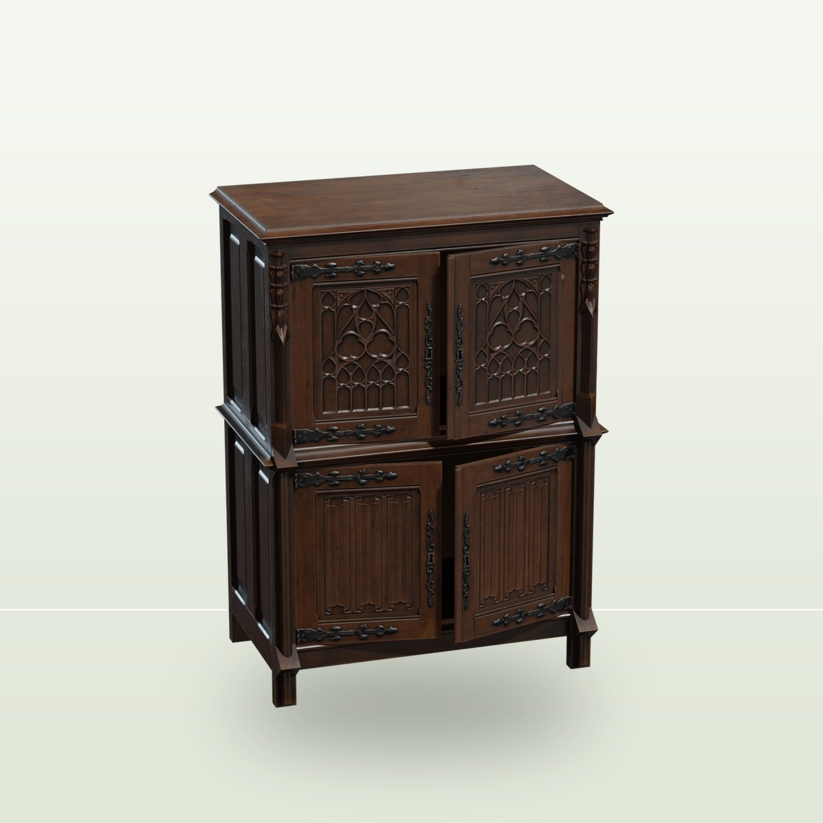 Gothic Cabinet 01 3D Model preview