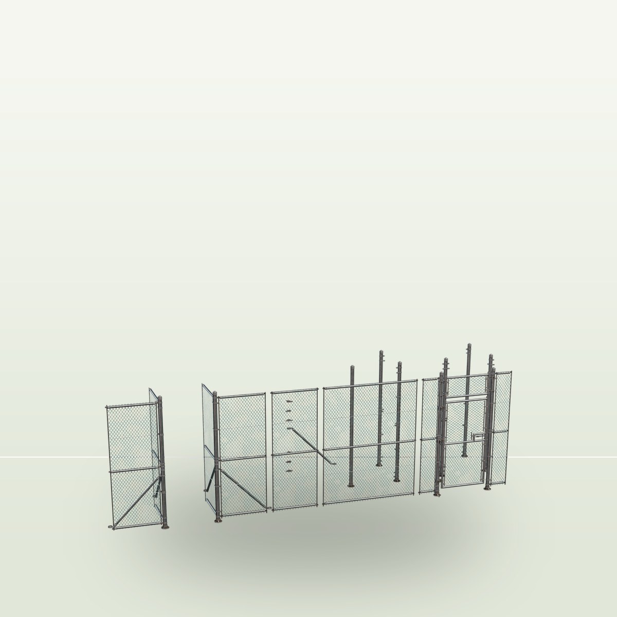Modular Chainlink Fence 3D Model preview