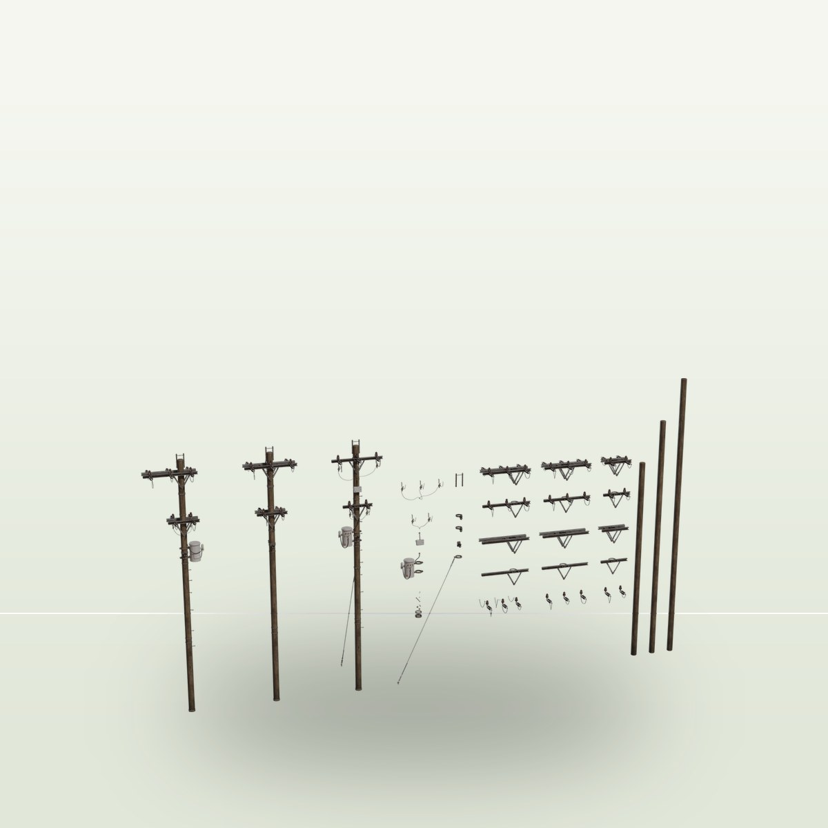 Modular Electricity Poles 3D Model preview