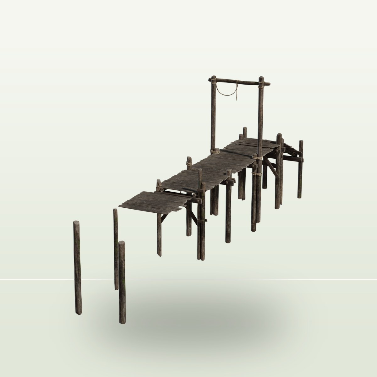 Modular Wooden Pier 3D Model preview