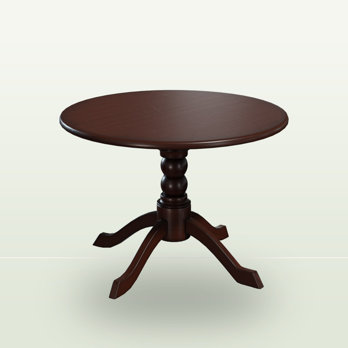 Round Wooden Table 01 3D Model preview