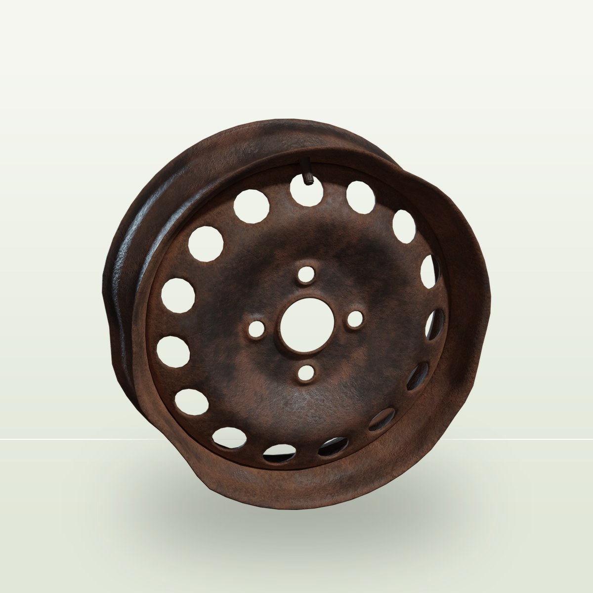 Rusted Wheel Rim 02 3D Model preview