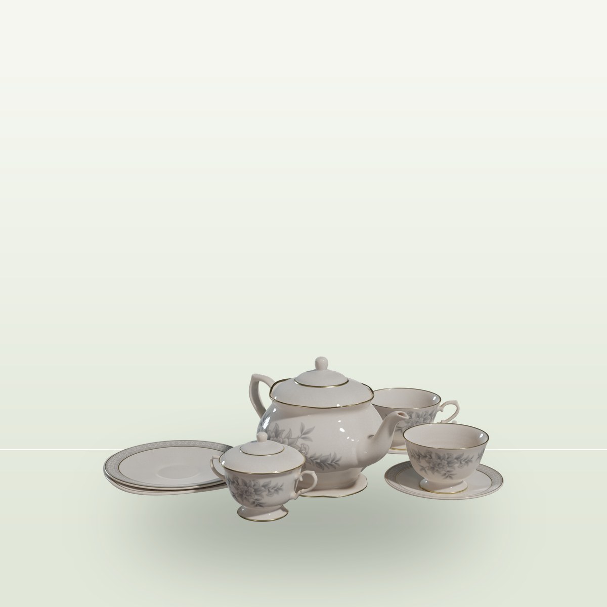 Tea Set 01 3D Model preview