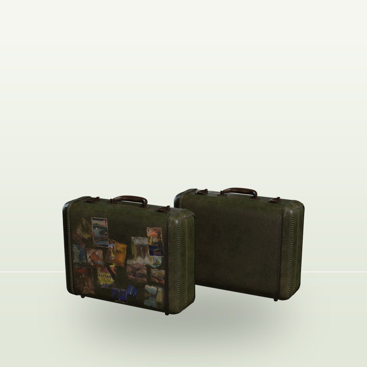 Vintage Suitcase 3D Model preview