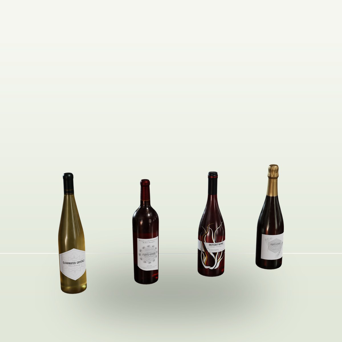 Wine Bottles 01 3D Model preview