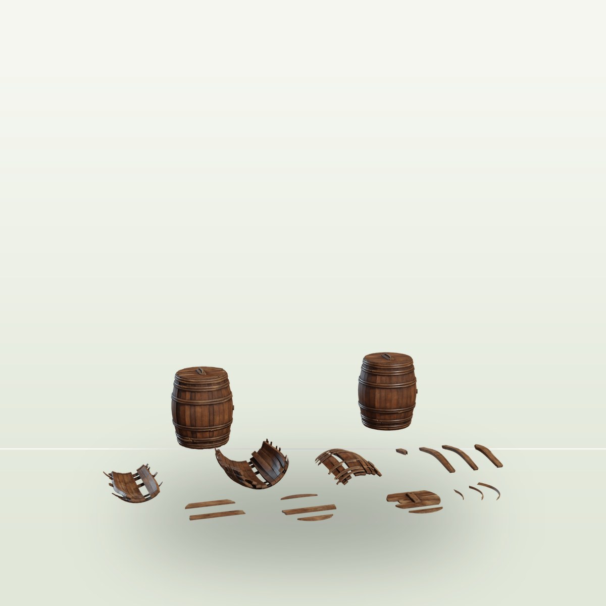 Wooden Barrels 01 3D Model preview