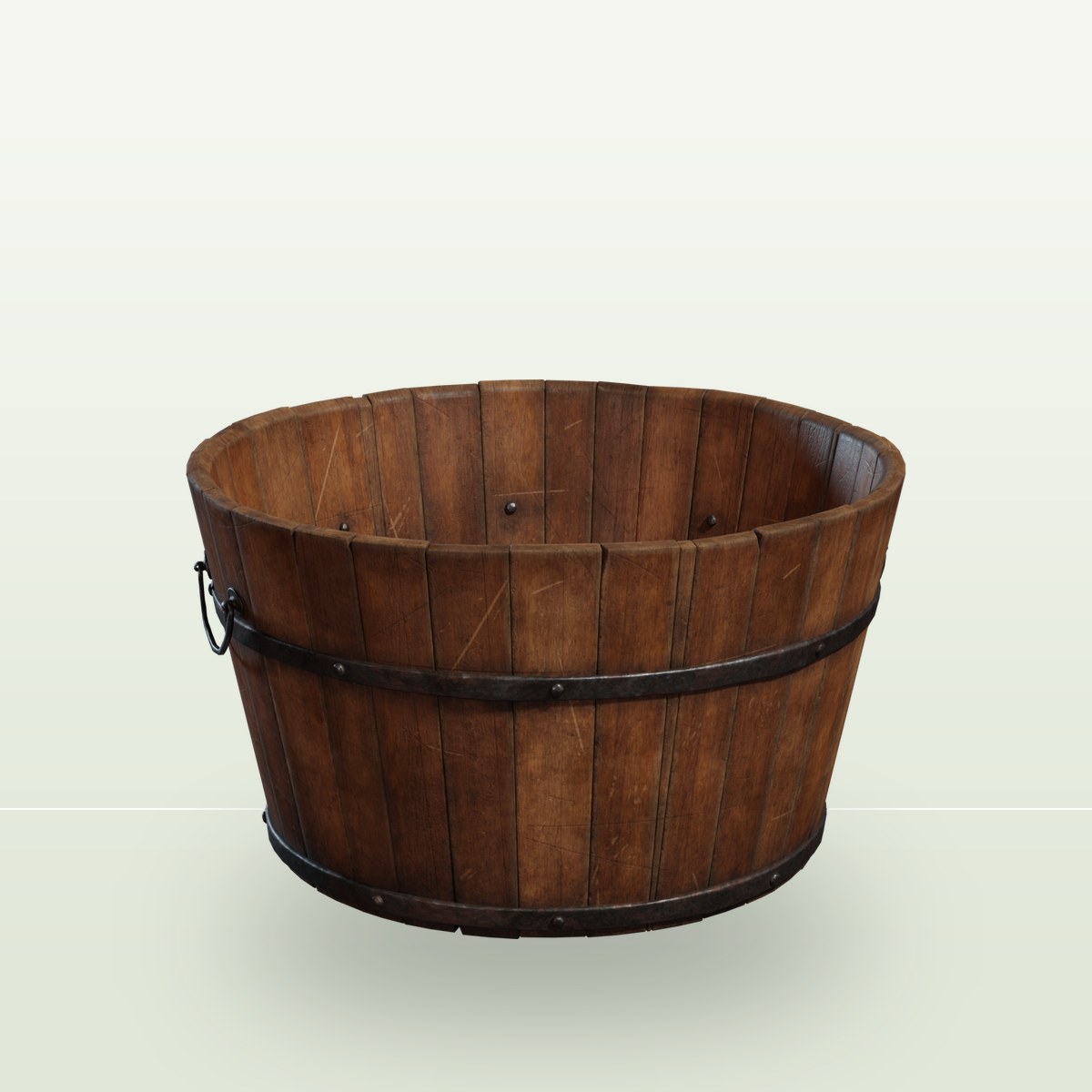 Wooden Bucket 02 3D Model preview