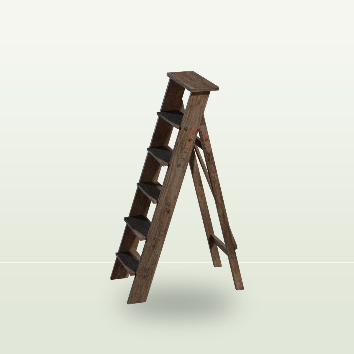 Wooden Ladder 02 3D Model preview