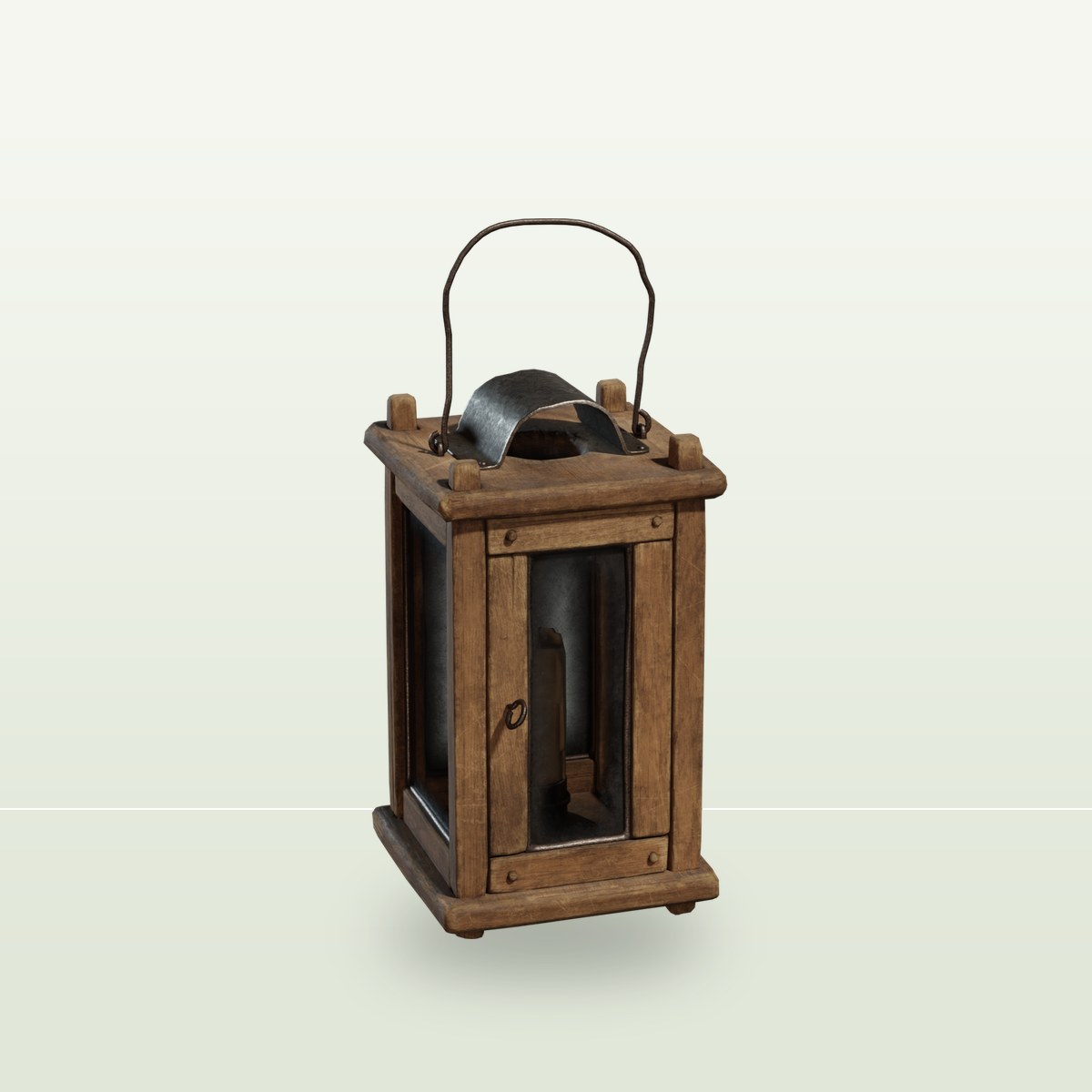 Wooden Lantern 01 3D Model preview