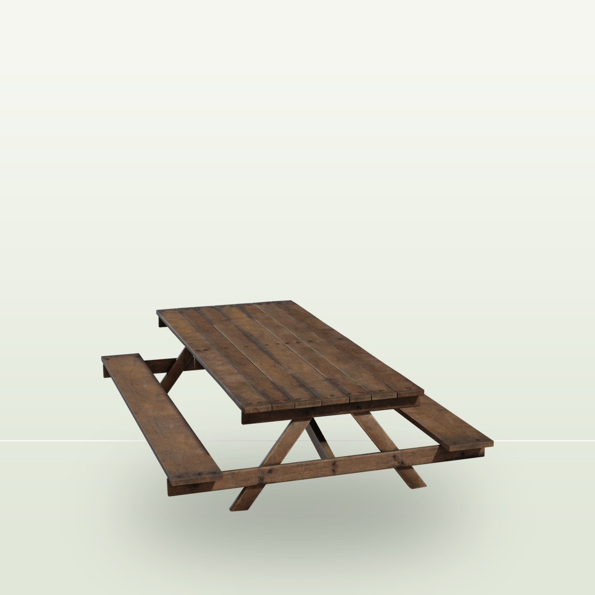 Wooden Picnic Table 3D Model preview