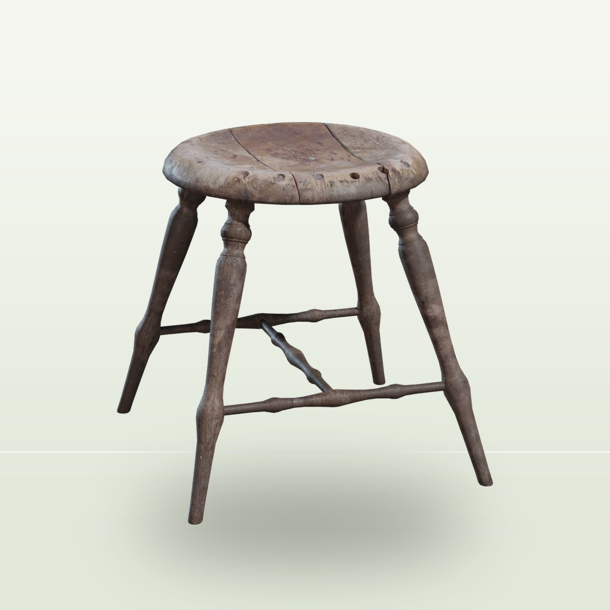 Wooden Stool 01 3D Model preview